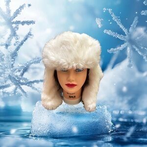 Women’s  MAD BOMBER Winter Natural Rabbit Fur  Hat